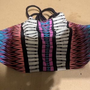 Xhilaration Pink and Blue Patterned Bikini Top